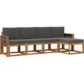 vidaXL Outdoor-Sofagarnitur 5 Stk. Natur und Anthrazit Polyester
