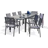 DCB Groupe 8-Sitzer-Garten-Essgruppe, Aluminium mit Glasplatte