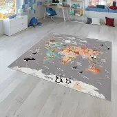 TT Home Kinderzimmerteppich Teppich Junge Mädchen Kinderteppich Rutschfest Tiere Erde