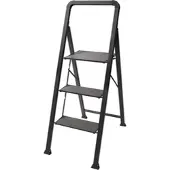 Wellhome - Klapptritt mit 3 Stufen 62x42,5x108 cm aus Stahl in Schwarz