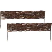Relaxdays Beeteinfassung, Weide, 2er Set, HxB: 10 x 60 cm, zum Stecken, Beet & Rasen, niedrige Beetumrandung, braun