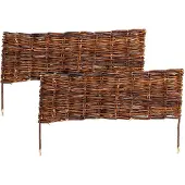 Relaxdays Beeteinfassung, Weide, 2er Set, HxB: 20 x 60 cm, zum Stecken, Beet & Rasen, niedrige Beetumrandung, braun