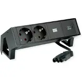 Bachmann DESK2 2xSchutzkontakt USB C, USB Charger 30W 0,2m GST18 Schwarz