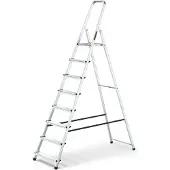 Drabest | Leiter - 8 Stufen, Tragfähigkeit 125kg - Alu Leiter, Klappleiter, Anti-Rutsch-Füße, Trittleiter, Leiter