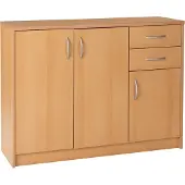 Bega Kommode - Buchedekor - 109 x 86 cm - 3 Türen - 2 Schubladen - 3 Einlegeböden
