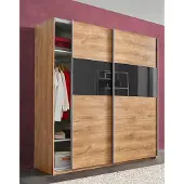 Wimex Schwebetürenschrank Kleiderschrank Bramfeld plankeneiche / grauglas 180cm