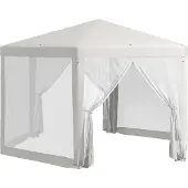 Outsunny Gartenpavillon 3,94x3,412m 6-eckig Pavillon mit Moskitonetz Polyester