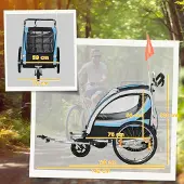 SUGIFT Fahrradanhänger 2 Kinder Kinderanhänger Kinderwagen Stahl