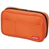Markenlos Federmäppchen mit Doppelreißverschluss, orange, Standardgröße