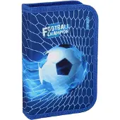 Spirit Schüler Etui 28 teilig 1-Zipper Mäppchen FUSSBALL blau