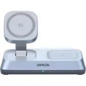 UGREEN 3-in-1 MagSafe Qi2 25-W-Magnet-Wireless-Ladegerät, Blau