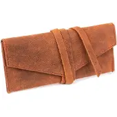 Markenlos Echtlederetui, braun/blau, kleines Etui