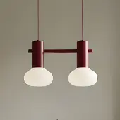 Aldex Flo Hängeleuchte, rot, 2-flammig, Glas - , Flo, dimmbar, Rot, für Wohnzimmer, Metall, Design