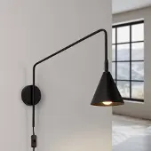 Sollux LYS Wandlampe, schwarz, Ø 14 cm, Metall Stecker E14 - , LYS, Schwarz, für Wohnzimmer, Metall, Skandinavisch