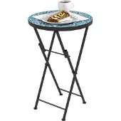Outsunny Beistelltisch klappbar Gartentisch mit Mosaik-Design, Ø35,5 x 55 cm