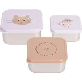 Lassig Pojemnik na przekąski snackbox ze stali nierdzewnej 3 szt. Tiny Team Kotek