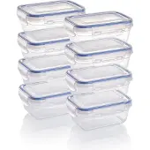 OEM Kunststof opslagcontainers set, 8x rechthoekig, stapelbaar, magnetronbestendig, vaatwasserbestendig