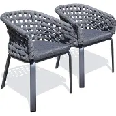 DCB Groupe Set mit 2 Gartensesseln aus geflochtenem Seil, Alu
