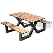 DCB Groupe Gartentisch 6 Personen, Aluminium mit HPL Platte, Holzeffekt