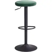 Wohnling Barhocker Samt Grün Hocker ohne Lehne 58 - 79 cm Küchenhocker Stoff / Metall 100kg Design Barstuhl Tresenhocker Drehbar Bistrohocker