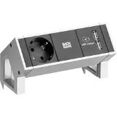 Bachmann DESK2 1x Schutzkontakt 1xUSB Charger Inox