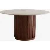 Nordal Esstisch ERIE Ø140cm aus Mangoholz mit Marmorplatte - Dunkelbraun