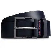 HUGO Gürtel Geek Sz35 Leather Belt W120 Dark Blue