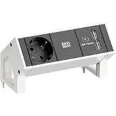 Bachmann DESK2 1xCEE7/3 USB Charger, Strom 0,2m GST18 RAL9010