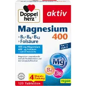 Doppelherz aktiv Magnesium 400+ B1 + B6 + B12 + Folsäure Tabletten, 20 St. Tabletten