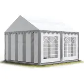 TOOLPORT Partyzelt Festzelt 3x4 m Garten-Pavillon PVC Plane 700 N in grau-weiß Wasserdicht