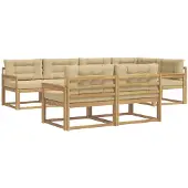 vidaXL Outdoor-Sofagarnitur 6 stk. Weiß und Beige Polyester