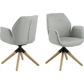 VCM Esszimmerstuhl ACTONA GROUP "Alma", grau (hellgrau, eiche gebeizt, grau), B:60,5cm H:91cm T:58,5cm, 100% Polyester, Stühle, Esszimmerstuhl, mit eleganten Kedern, Drehstuhl mit Rückholfunktion