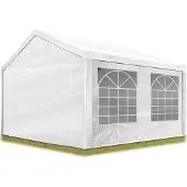 TOOLPORT Partyzelt Pavillon 3x4 m in weiß PE Plane 350 N Wasserdicht UV Schutz Festzelt Gartenzelt