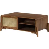 MASSIVMOEBEL24.DE MASSIVMOEBEL24 Couchtisch Mango/Seegras 120x70x45 hellbraun lackiert MIZUMI #115