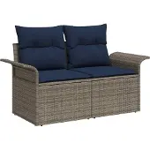 vidaXL Gartensofa-set 10 stk. Grau Poly Rattan