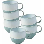 Villeroy & Boch Becher "Henkelbecher Perlemor Aqua 290 ml 6er Set blau", blau, B:9,5cm H:8,5cm, Porzellan, LIKE. BY , Trinkgefäße, Becher, Spülmaschinengeeignet, Mikrowellengeeignet