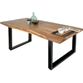 Sam Esstisch Baumkante massiv Akazie Natur 160 x 85 U-Gestell schwarz THEA