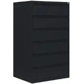 LÜLLMANN Karteischrank, 6 Schubladen, dreibahnig, 1320 x 760 x 620 mm, tiefschwarz