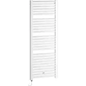 Kermi Basic-E Bad- und Wohnheizkörper, Serie Basic, Glanzsilber Metallic, Höhe: 1172 mm, Länge: 899 mm, Breite: 35 mm, links, 800 Watt, Schutzklasse I (SKI), Elektroset WRS weiß