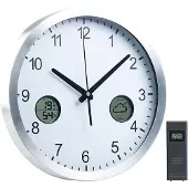 St. Leonhard Funk-Wanduhr mit digitaler Wetterstation und Funk-Außensensor, DCF77