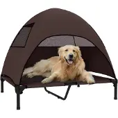 PawHut Hundeliege Outdoor mit Dach, Erhöhtes Hundebett für Große Hunde