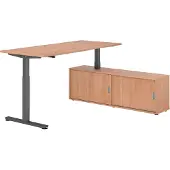 Hammerbacher Sitz-Steh Kombi 180x80cm, Nussbaum/Graphit