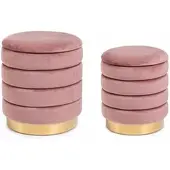 Bizzotto Pouf Darina 2er-Set, Samt-Optik, modern, Rosa, abnehmbarer Deckel mit Stauraum