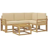 vidaXL Outdoor-Sofagarnitur 5 stk. Weiß und Beige