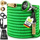Tresko Flexibler Gartenschlauch Premium 30m | Wasserschlauch flexibel mit 3-Fach Latexkern | dehnbarer flexiSchlauch | alle Verschraubungen aus hochwertigem Messing