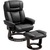 HOMCOM Relaxsessel mit Hocker-86L x 83B x 107H cm-Schwarz | Gr.: onesize