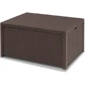 Allibert by KETER Allibert 220001 Lounge Tisch Arica, Kissenboxfunktion, Rattanoptik, Kunststoff, braun