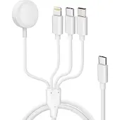 Avizar USB-C / Lightning, Micro-USB, USB-C Kabel + Ladegerät für Apple Watch – Weiß