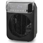Emerio Heizlüfter FH-215085.1 – 2 Heizstufen – Einstellbarer Thermostat – Digitaldisplay – Timer – 20 m² – IP21 – Schwarz