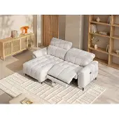 Vente-unique Linkes Ecksofa mit elektrischer Relaxfunktion und beigem Strukturbezug - CELTIMO